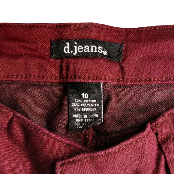 D.JEANS Burgundy Red Skinny High Waist Colored Pants 10 (Medium) - Picture 3 of 7
